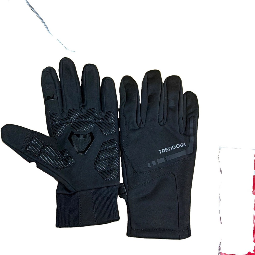 TRENDoux Winter Wrist Gloves Polyester Logo Solid Black Size LG
